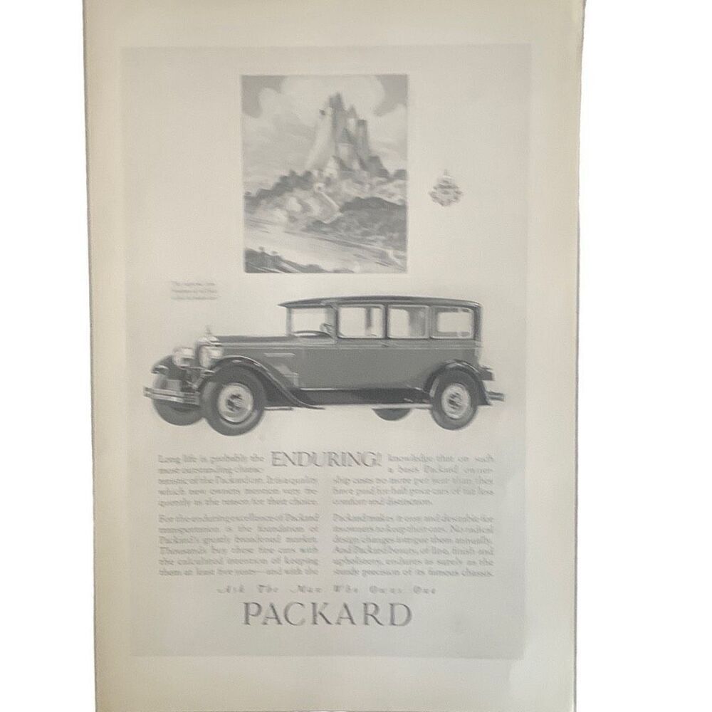 Vintage 1927 Packard Enduring Ad Advertisment